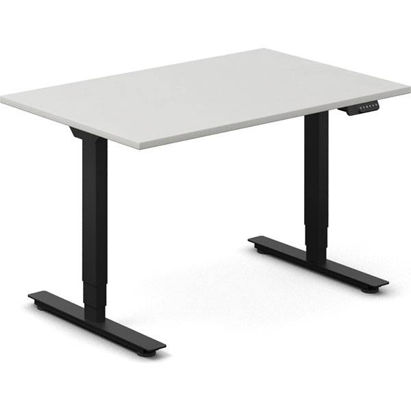 Office hæve-sænkebord 120x80cm lysgrå med sort stel