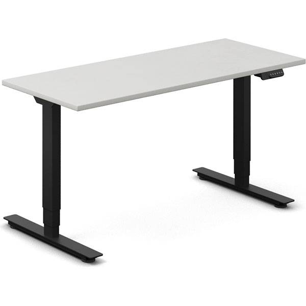 Office h&aelig;ve-s&aelig;nkebord 140x60cm lysgr&aring; med sort stel