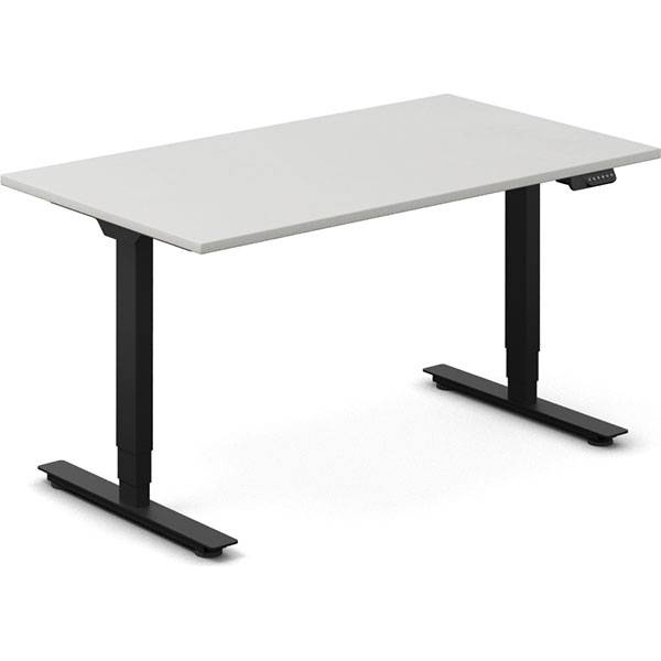 Office h&aelig;ve-s&aelig;nkebord 140x80cm lysgr&aring; med sort stel