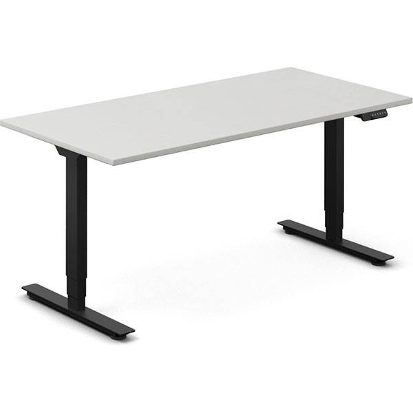 Office hæve-sænkebord 160x80cm lysgrå med sort stel