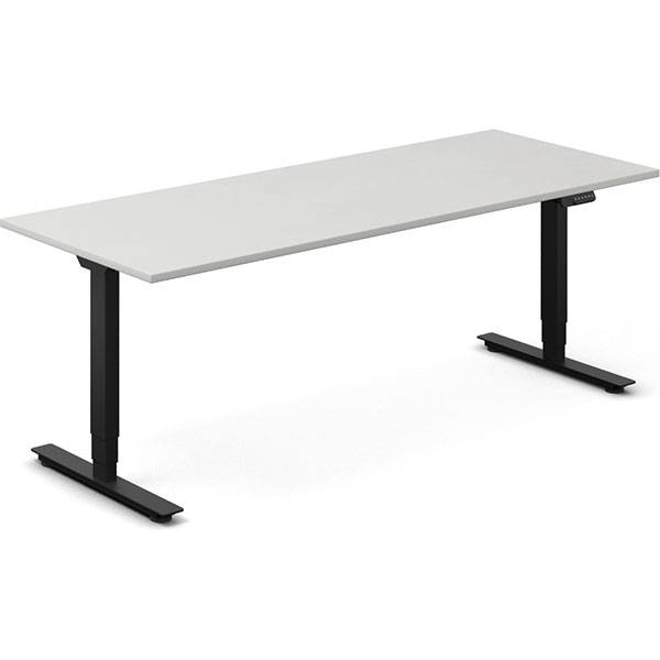 Office h&aelig;ve-s&aelig;nkebord 180x80cm lysgr&aring; med sort stel