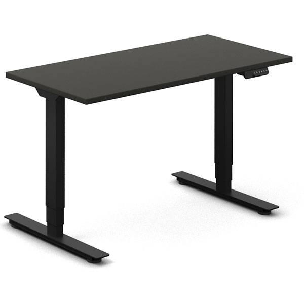 Office hæve-sænkebord 120x60cm antracit med sort stel