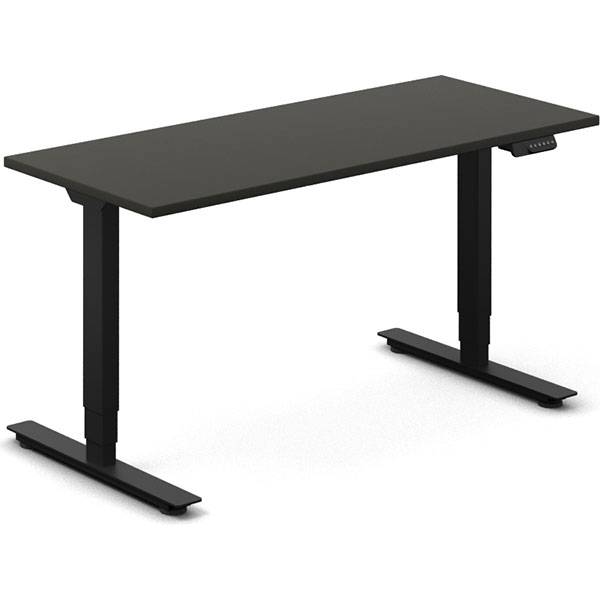 Office hæve-sænkebord 140x60cm antracit med sort stel