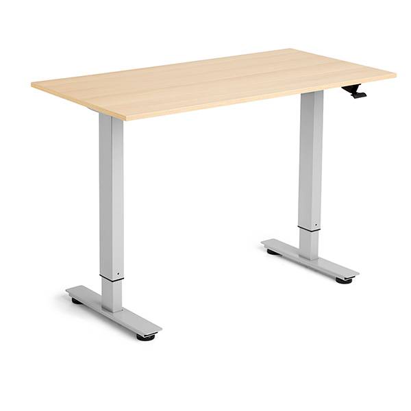 Flexidesk hæve-sænke bord 120x60cm eg med sølv stel