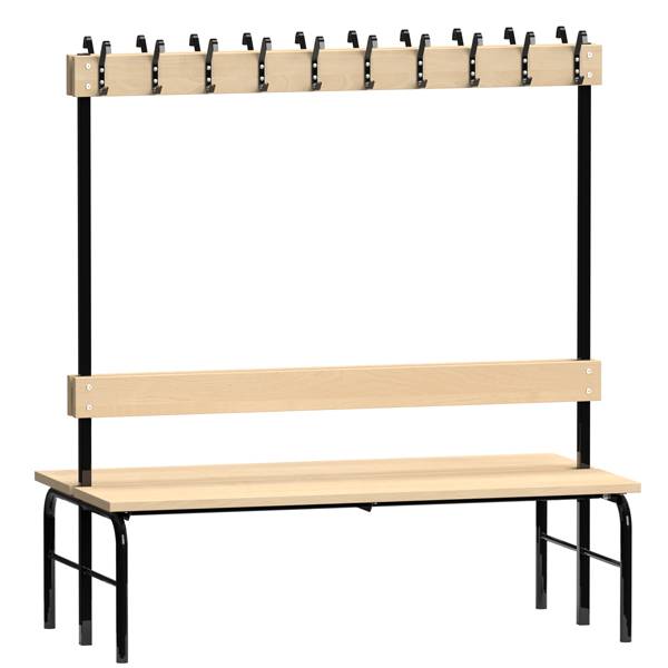 Garderobe b&aelig;nkstativ dobbelsidet 1500mm birk laminat