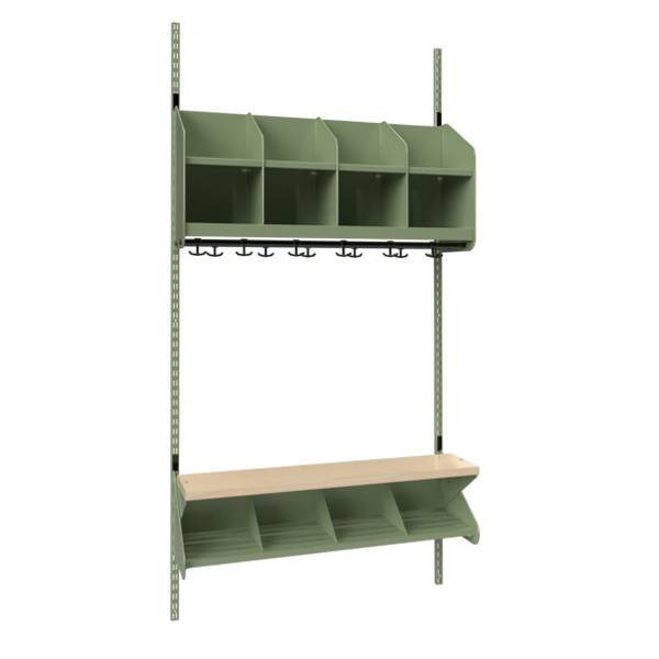 BST garderobe startsektion model C med 4 pladser 1000mm grøn