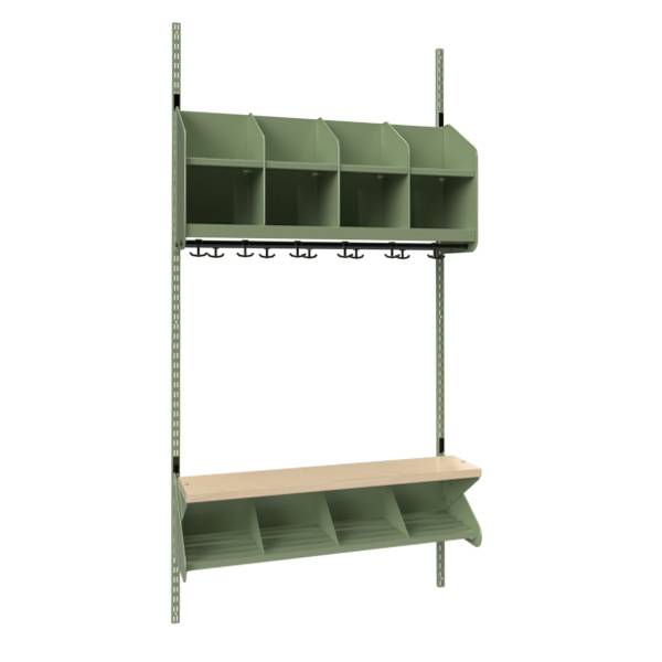 BST garderobe startsektion model C med 4 pladser 1000mm gr&oslash;n