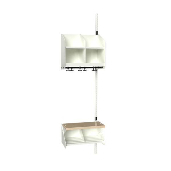 BST garderobe påbygningssektion model C med 2 pladser 500mm hvid