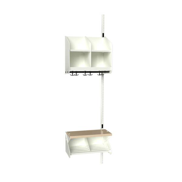 BST garderobe p&aring;bygningssektion model C med 2 pladser 500mm hvid
