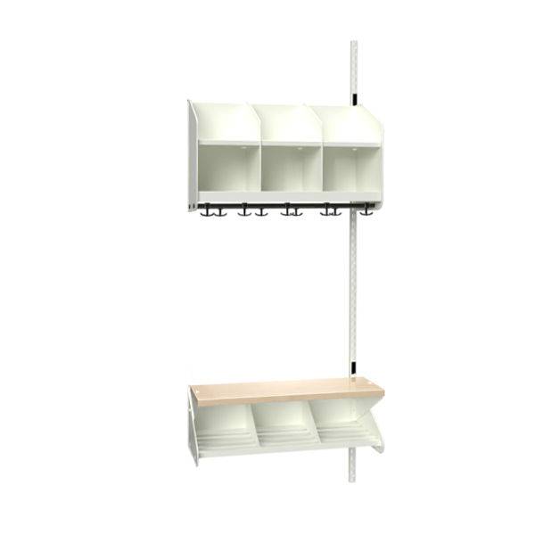 BST garderobe p&aring;bygningssektion model C 3 pladser 750mm hvid