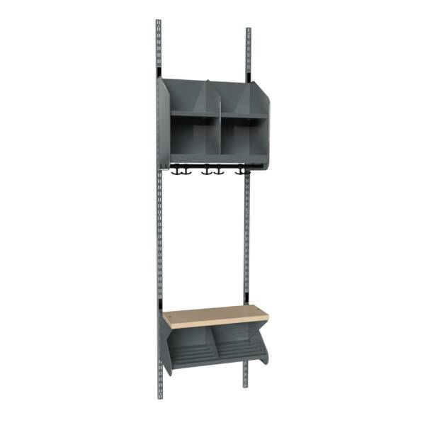 BST garderobe startsektion model C med 2 pladser 500mm m&oslash;rk gr&aring;