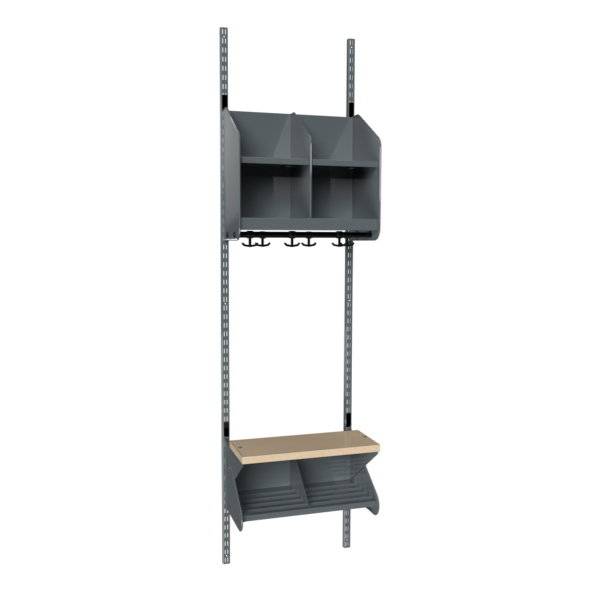 BST garderobe startsektion model C med 2 pladser 500mm m&oslash;rk gr&aring;