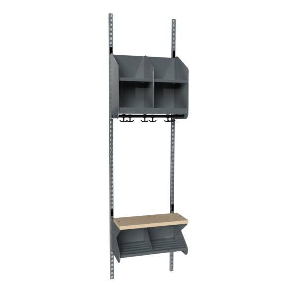 BST garderobe startsektion model C med 2 pladser 500mm m&oslash;rk gr&aring;