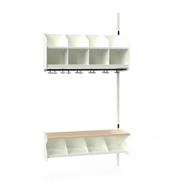 BST garderobe p&aring;bygningssektion model C 4 pladser 1000mm hvid