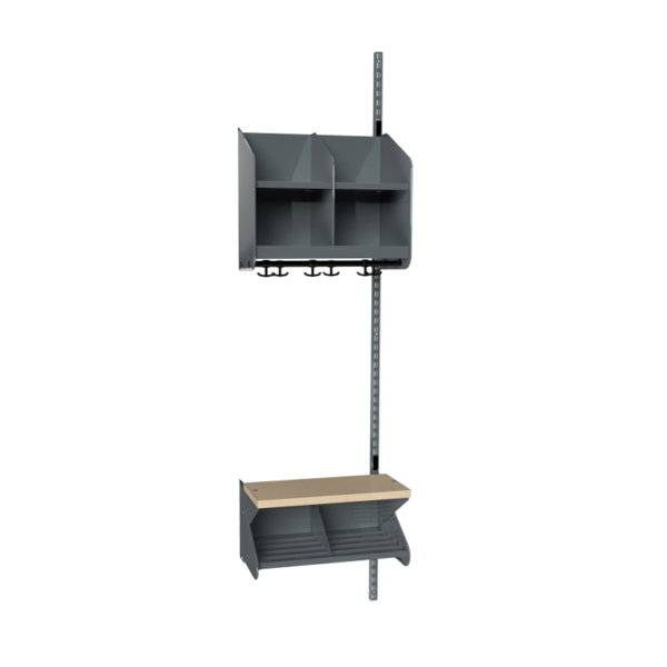 BST garderobe p&aring;bygningssektion model C 2 pladser 500mm m&oslash;rk gr&aring;