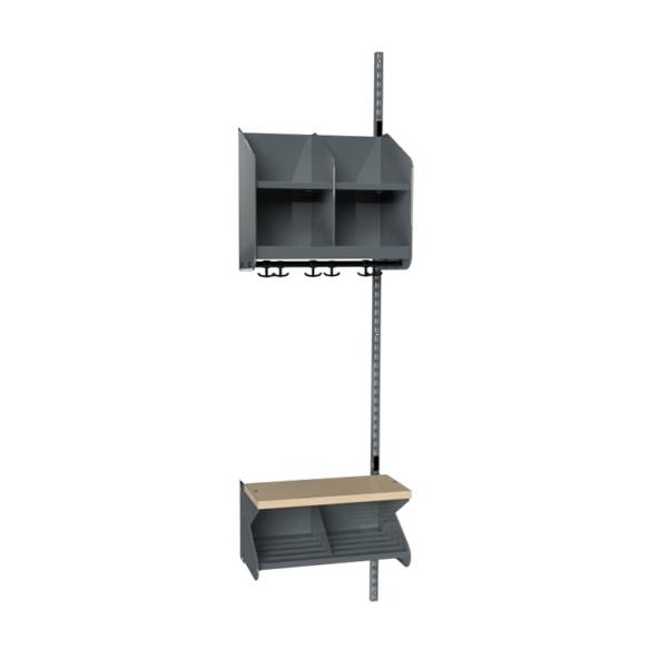 BST garderobe p&aring;bygningssektion model C 2 pladser 500mm m&oslash;rk gr&aring;
