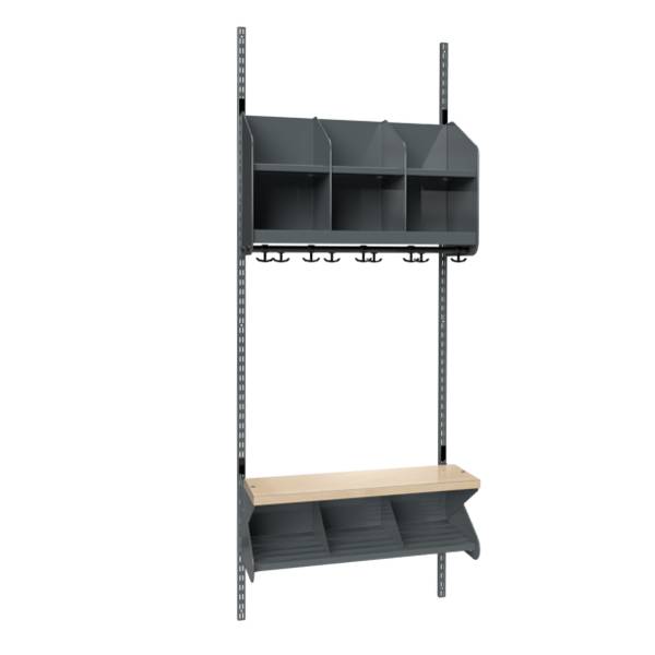 BST garderobe startsektion model C med 3 pladser 750mm mørk grå