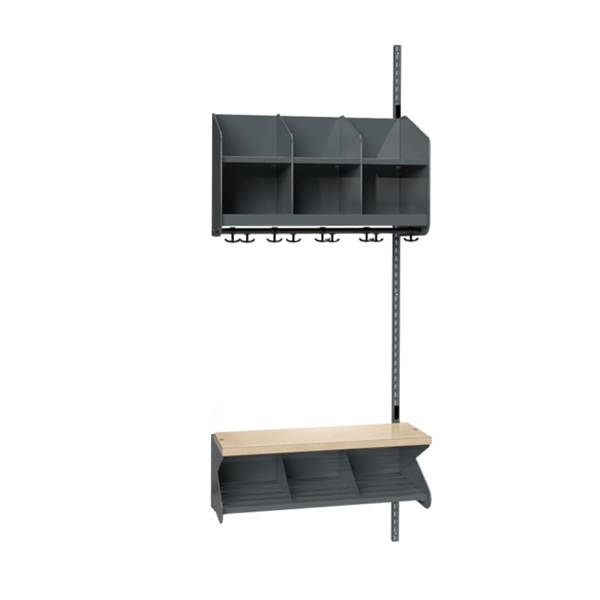 BST garderobe p&aring;bygningssektion model C 3 pladser 750mm m&oslash;rk gr&aring;