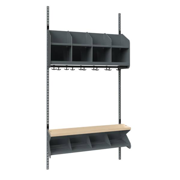 BST garderobe startsektion model C med 4 pladser 1000mm mørk grå