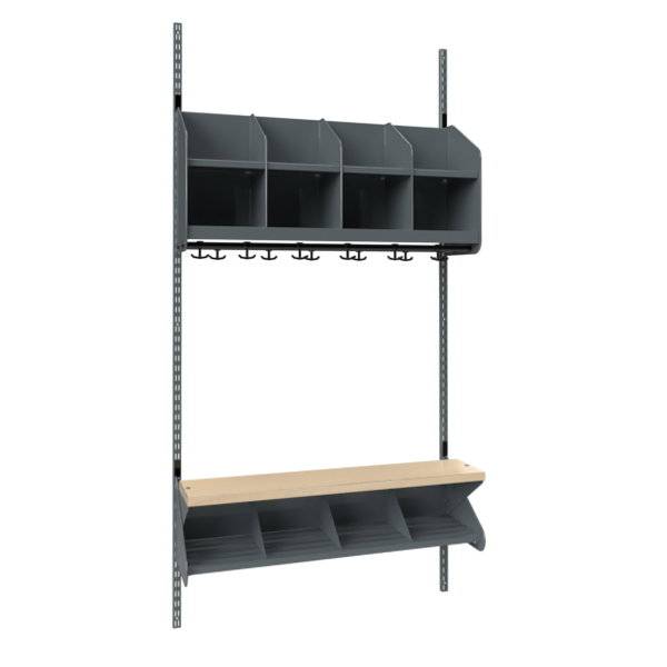 BST garderobe startsektion model C med 4 pladser 1000mm m&oslash;rk gr&aring;