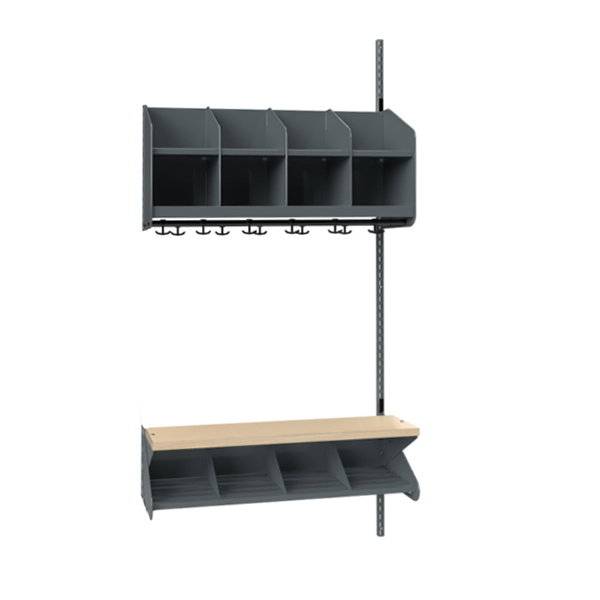 BST garderobe p&aring;bygningssektion model C 4 pladser 1000mm m&oslash;rk gr&aring;