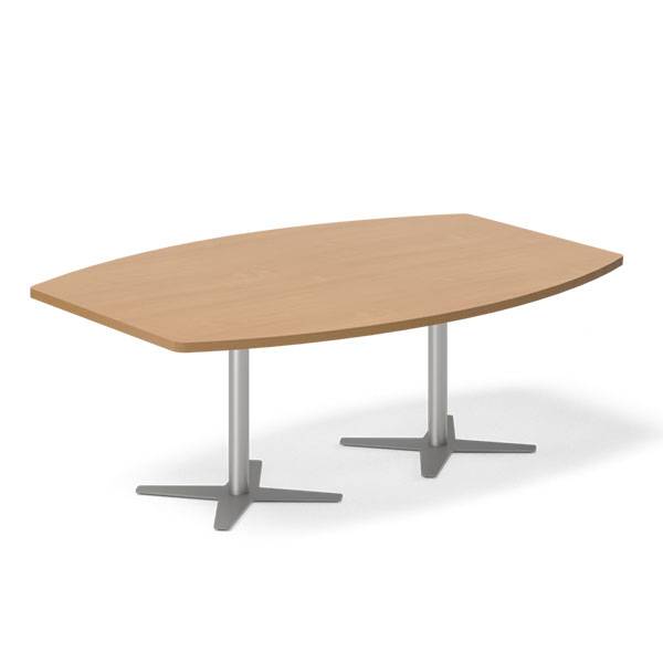 Office konferencebord bådformet 200x120cm bøg med sølv stel