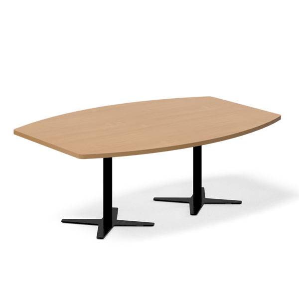 Office konferencebord bådformet 200x120cm bøg med sort stel