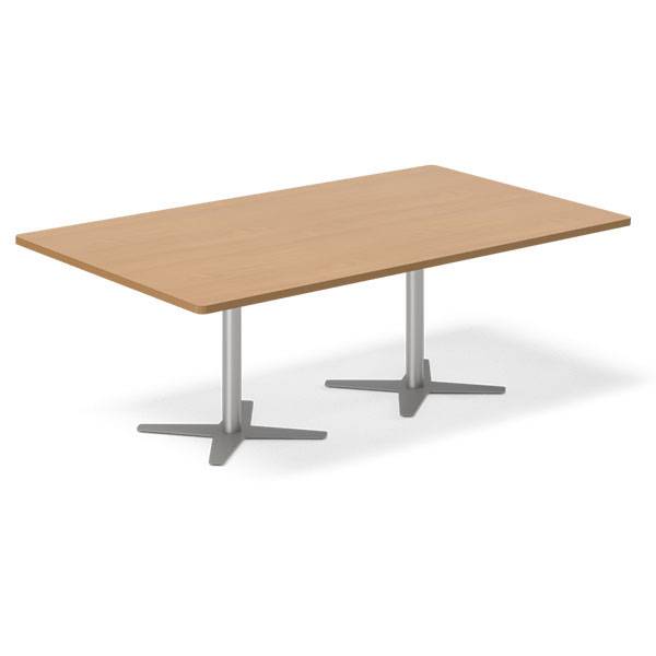 Office konferencebord rektangulært 200x120cm bøg med alugråt stel