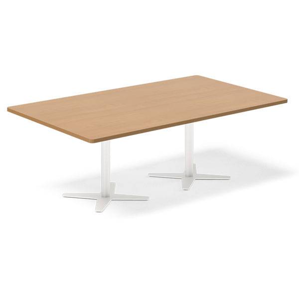 Office konferencebord rektangulært 200x120cm bøg med hvidt stel