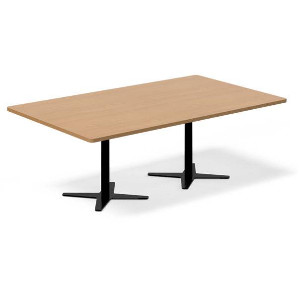 Office konferencebord rektangulært 200x120cm bøg med sort stel