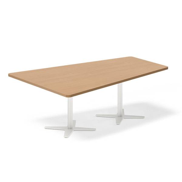 Office konferencebord trapezformet 200x142,5cm Bøg med hvidt stel