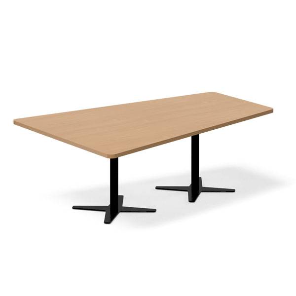 Office konferencebord trapezformet 200x142,5cm Bøg med sort stel