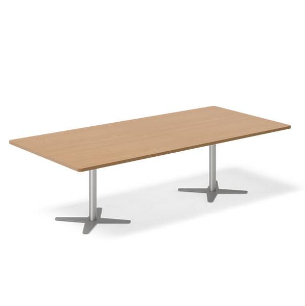 Office konferencebord rektangulært 260x120cm bøg med alugråt stel