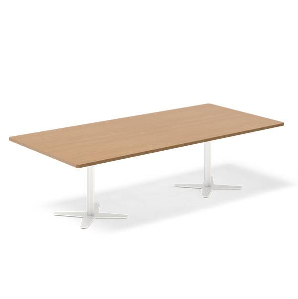 Office konferencebord rektangulært 260x120cm bøg med hvidt stel