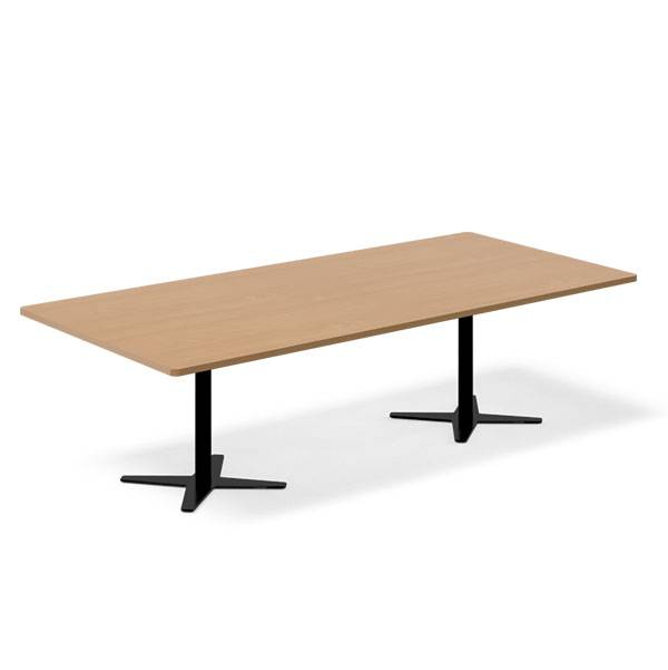 Office konferencebord rektangulært 260x120cm bøg med sort stel