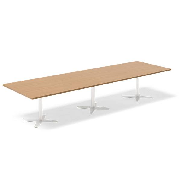 Office konferencebord rektangulært 380x120cm bøg med hvidt stel