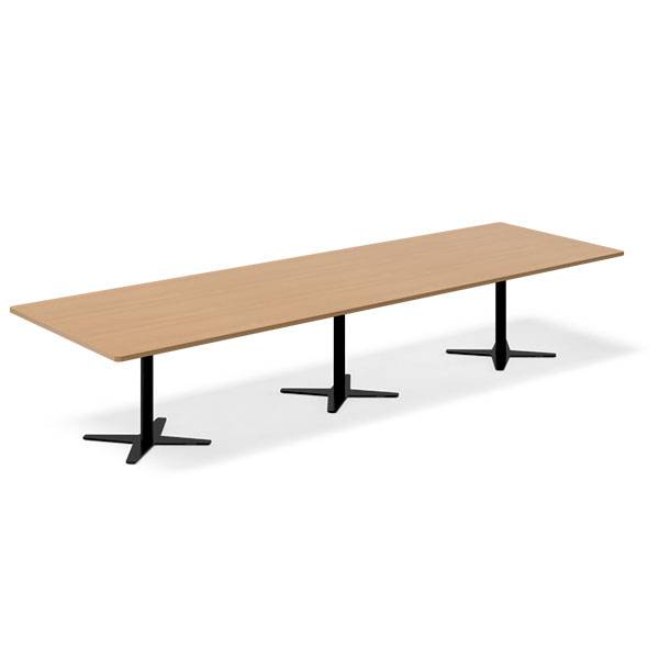 Office konferencebord rektangulært 380x120cm bøg med sort stel