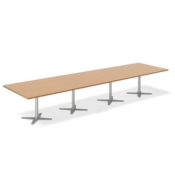 Office konferencebord rektangulært 440x120cm bøg med alugråt stel