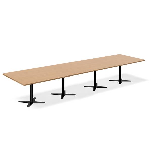 Office konferencebord rektangulært 440x120cm bøg med sort stel
