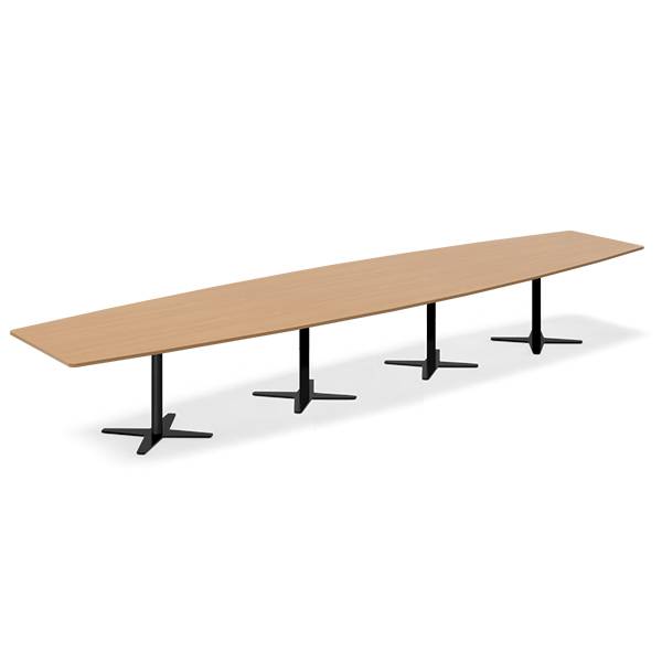 Office konferencebord bådformet 500x120cm bøg med sort stel