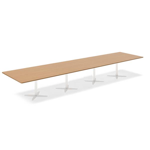 Office konferencebord rektangulært 500x120cm bøg med hvidt stel