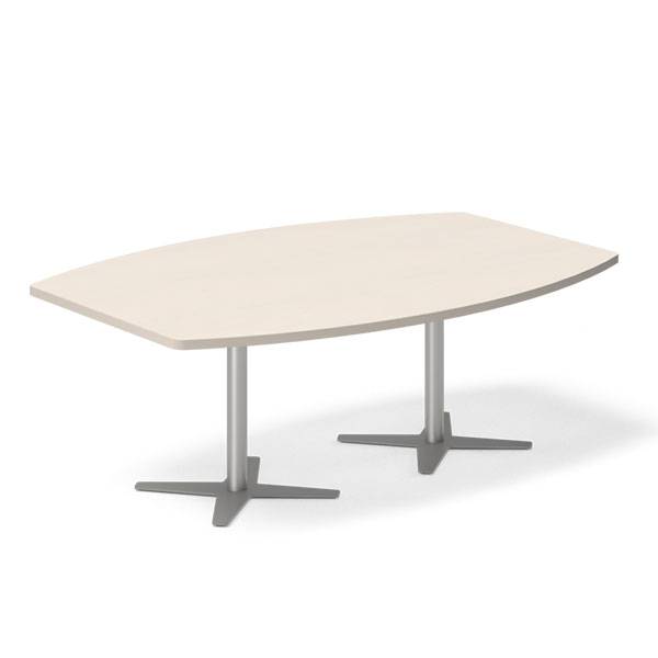 Office konferencebord b&aring;dformet 200x120cm birk med s&oslash;lv stel