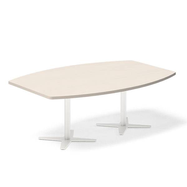 Office konferencebord bådformet 200x120cm birk med hvid stel