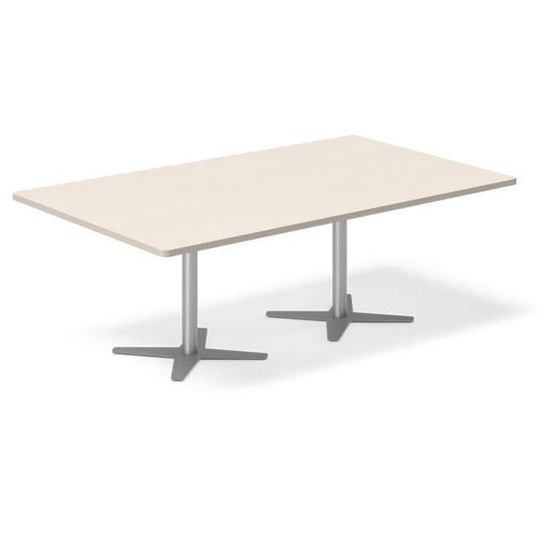 Office konferencebord rektangulært 200x120cm birk med alugråt stel