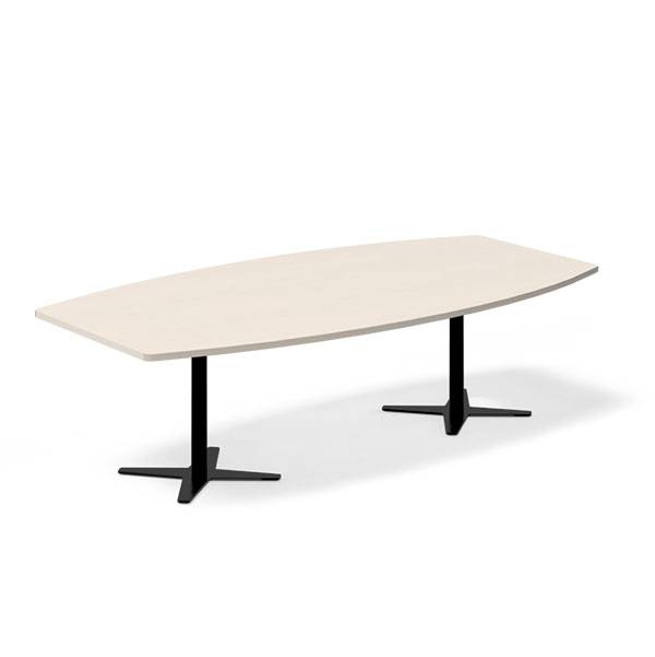 Office konferencebord bådformet 260x120cm birk med sort stel