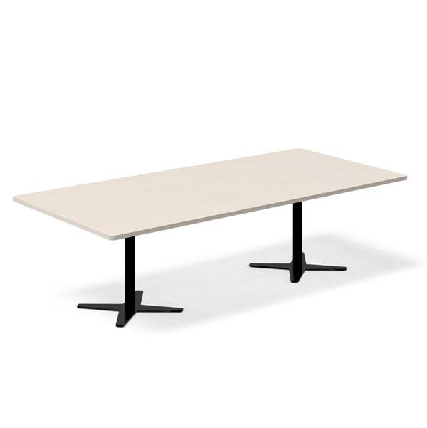 Office konferencebord rektangul&aelig;rt 260x120cm birk med sort stel