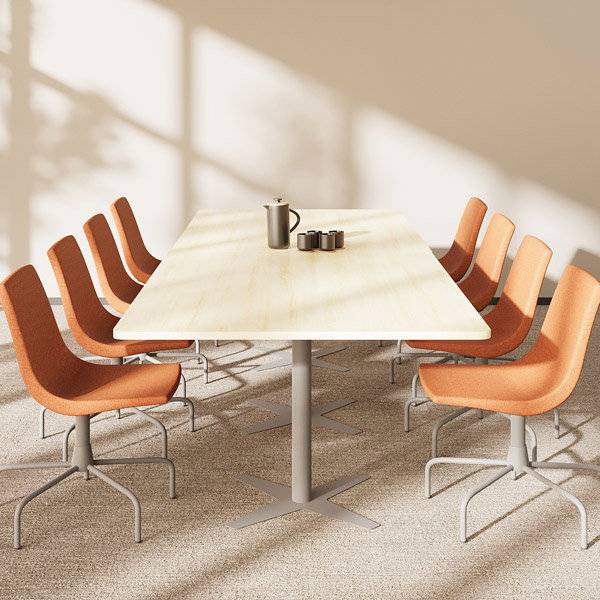 Office konferencebord rektangul&aelig;rt 320x120cm birk med alugr&aring;t stel