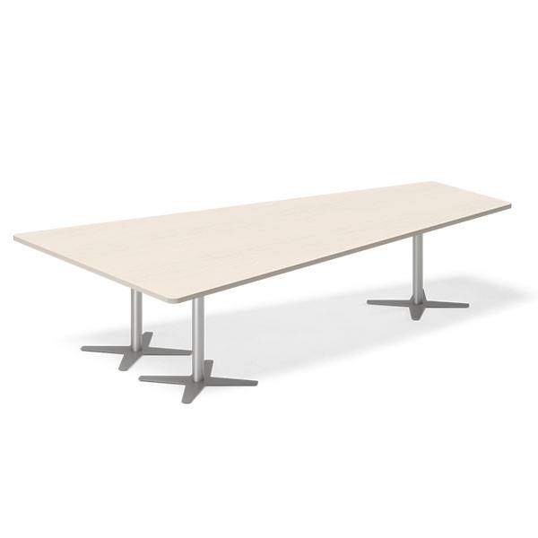 Office konferencebord trapezformet 320x180cm Birk med alugråt stel