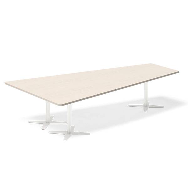 Office konferencebord trapezformet 320x180cm Birk med hvidt stel