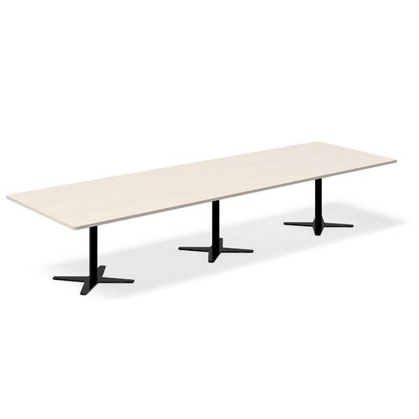 Office konferencebord rektangul&aelig;rt 380x120cm birk med sort stel